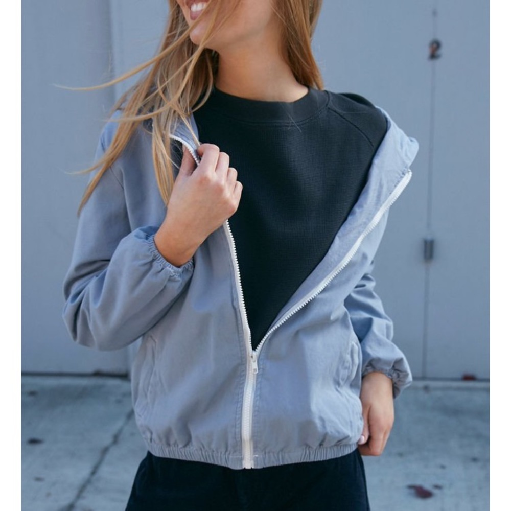 John Galt blue hooded windbreaker jacket